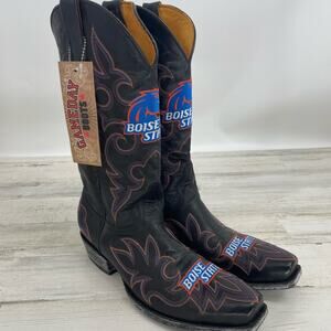 Game Day NEW Boise State Western Black Leather Cowboy Boots Size 11.5